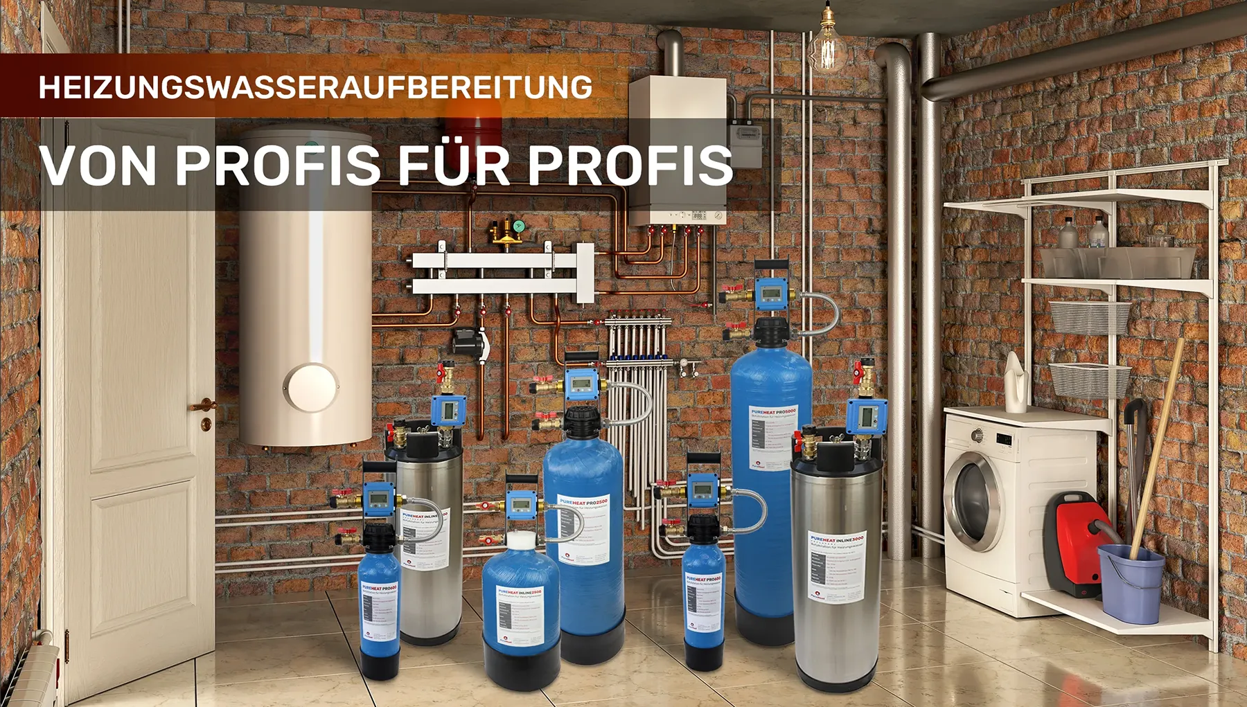 Sammlung von Produkten zur Heizungswasseraufbereitung